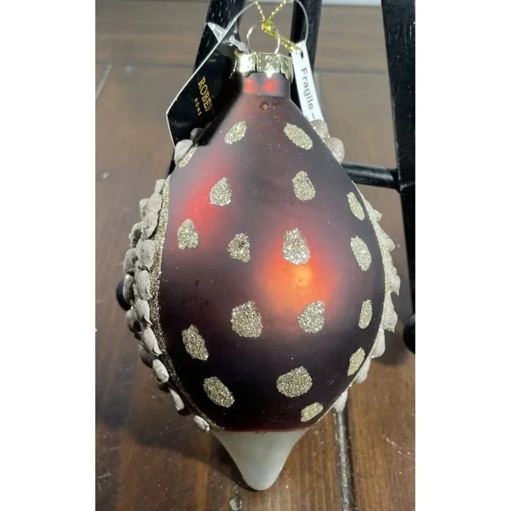 Owl Bird Pinecone‎ Shape Rustic Brown Glass Christmas Holiday Ornament NWT